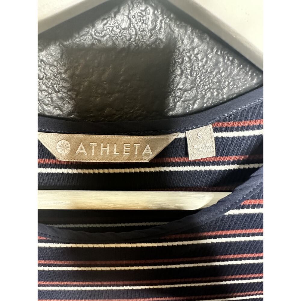 Athleta Navy Blue/Multicolor Sunstream Striped Midi Dress Women's Size Small - Picture 5 of 5